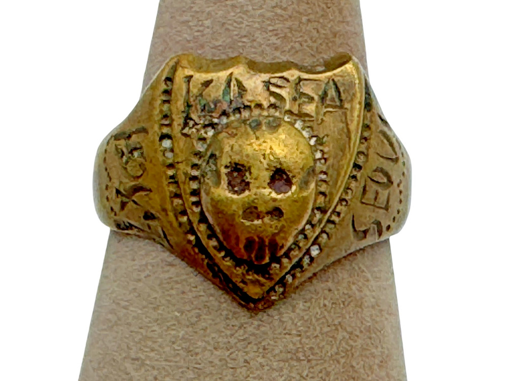 Vintage Korean War Era Brass Trench Art Skull Ring Korea Seoul US Military 1950s